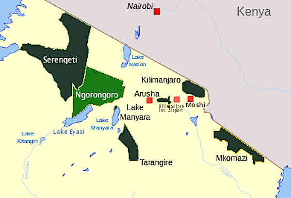 Aika Adventure & Safari Northern Tanzania Safari Map